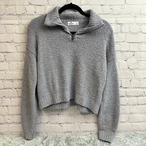 Hollister Purple Sherpa Half Zip Pullover Sweater Women's Small Soft Cozy